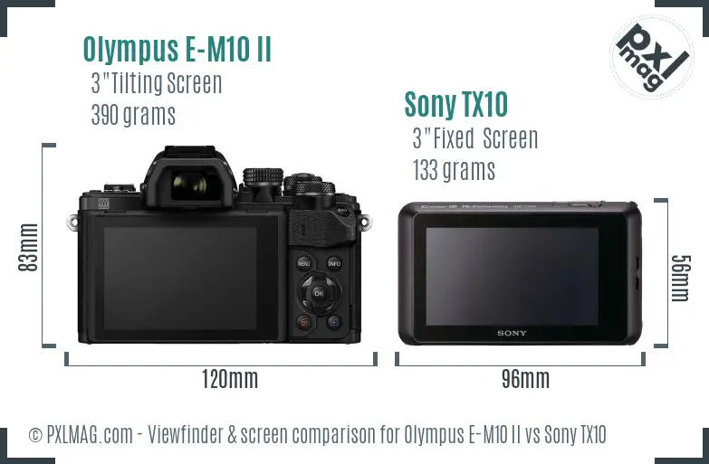 Olympus E-M10 II vs Sony TX10 Screen and Viewfinder comparison