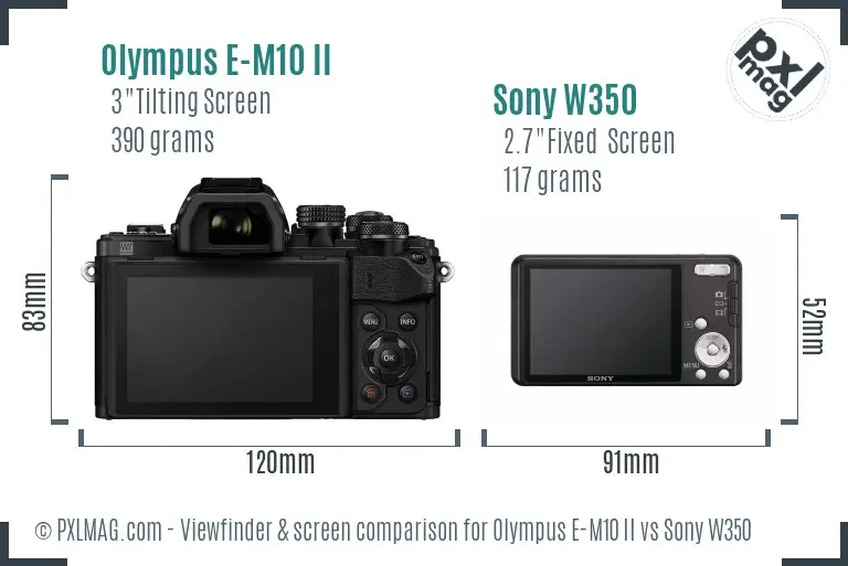 Olympus E-M10 II vs Sony W350 Screen and Viewfinder comparison Olympus E-M10 II vs Sony W350 Screen and Viewfinder comparison