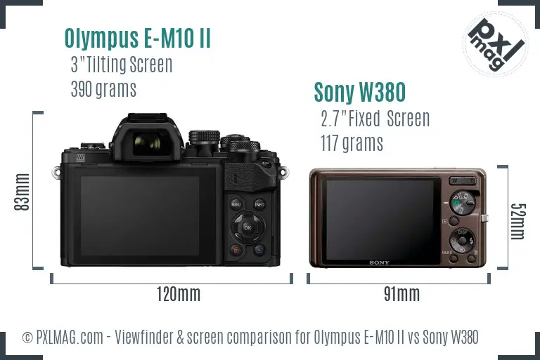 Olympus E-M10 II vs Sony W380 Screen and Viewfinder comparison