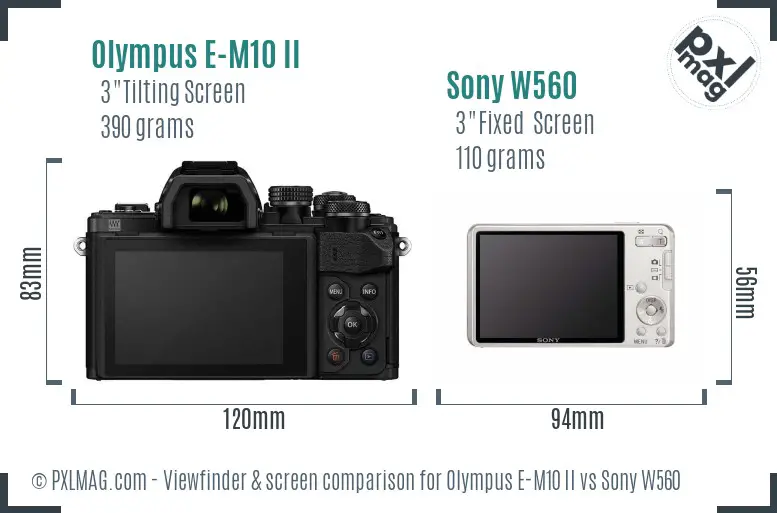 Olympus E-M10 II vs Sony W560 Screen and Viewfinder comparison