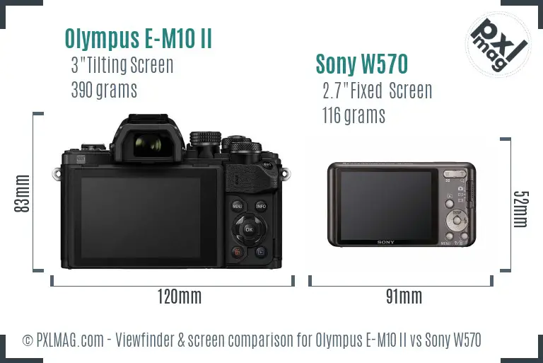 Olympus E-M10 II vs Sony W570 Screen and Viewfinder comparison