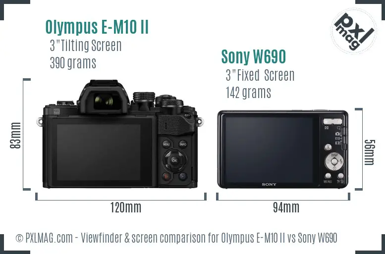 Olympus E-M10 II vs Sony W690 Screen and Viewfinder comparison