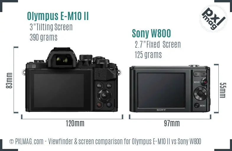 Olympus E-M10 II vs Sony W800 Screen and Viewfinder comparison