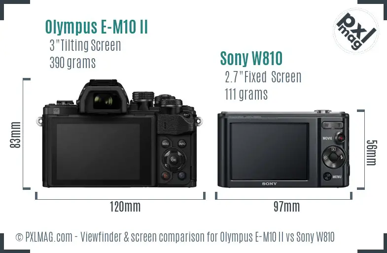 Olympus E-M10 II vs Sony W810 Screen and Viewfinder comparison