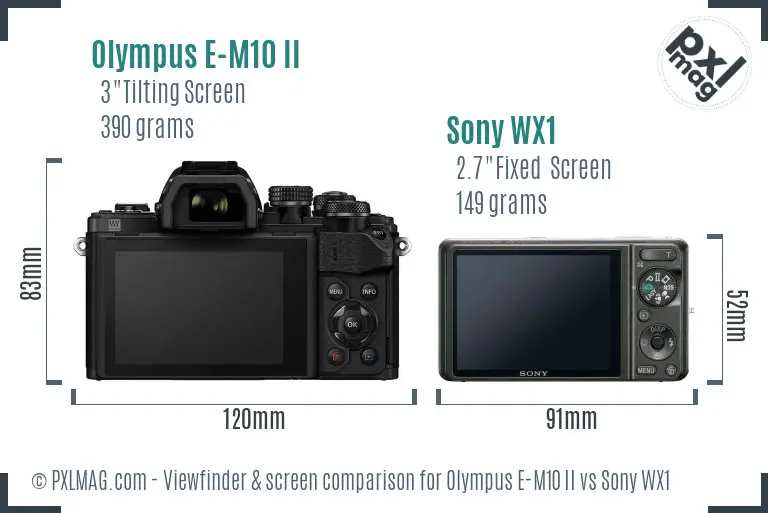 Olympus E-M10 II vs Sony WX1 Screen and Viewfinder comparison