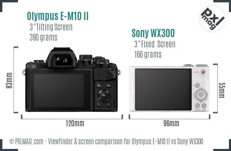 Olympus E-M10 II vs Sony WX300 Screen and Viewfinder comparison