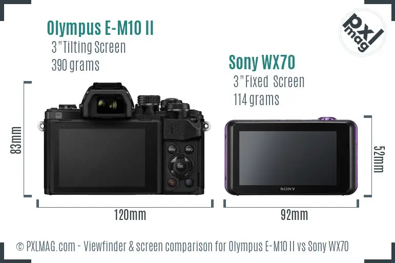 Olympus E-M10 II vs Sony WX70 Screen and Viewfinder comparison