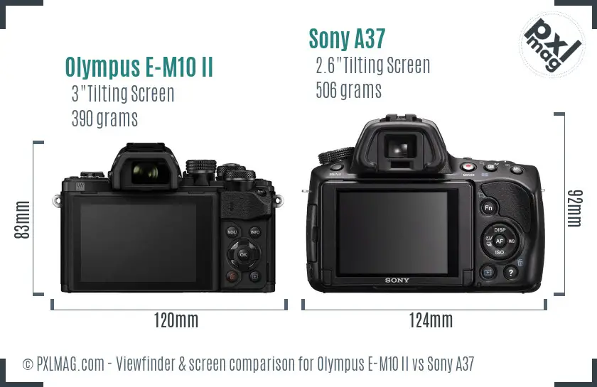 Olympus E-M10 II vs Sony A37 Screen and Viewfinder comparison