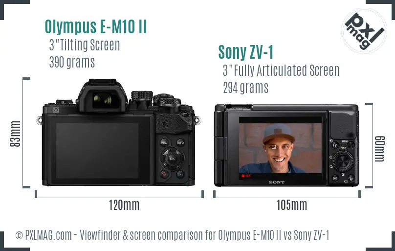Olympus E-M10 II vs Sony ZV-1 Screen and Viewfinder comparison Olympus E-M10 II vs Sony ZV-1 Screen and Viewfinder comparison