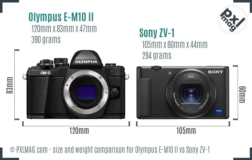 Olympus E-M10 II vs Sony ZV-1 size comparison Olympus E-M10 II vs Sony ZV-1 size comparison