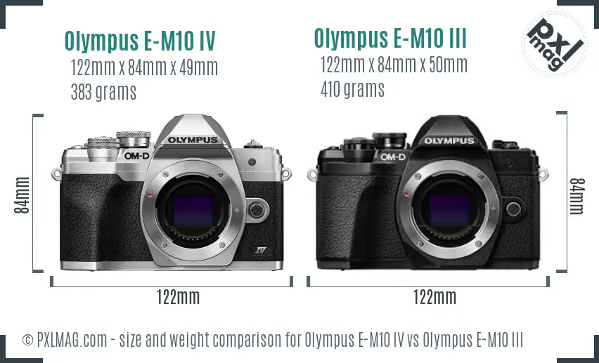 Olympus E-M10 IV vs Olympus E-M10 III size comparison