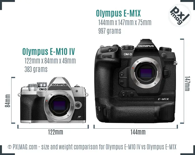 Olympus E-M10 IV vs Olympus E-M1X size comparison