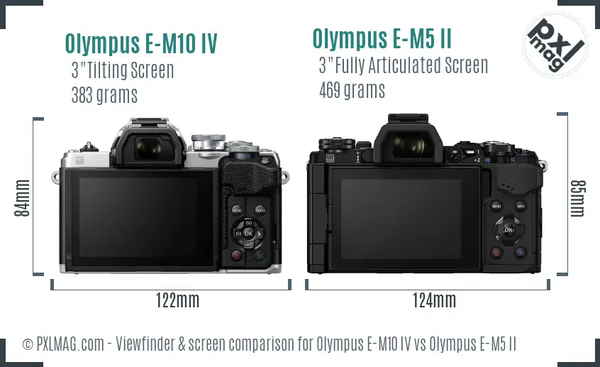Olympus E-M10 IV vs Olympus E-M5 II Screen and Viewfinder comparison