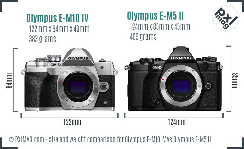 Olympus E-M10 IV vs Olympus E-M5 II size comparison
