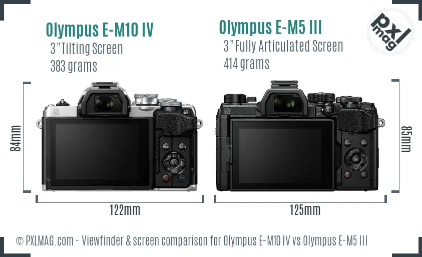 Olympus E-M10 IV vs Olympus E-M5 III Screen and Viewfinder comparison