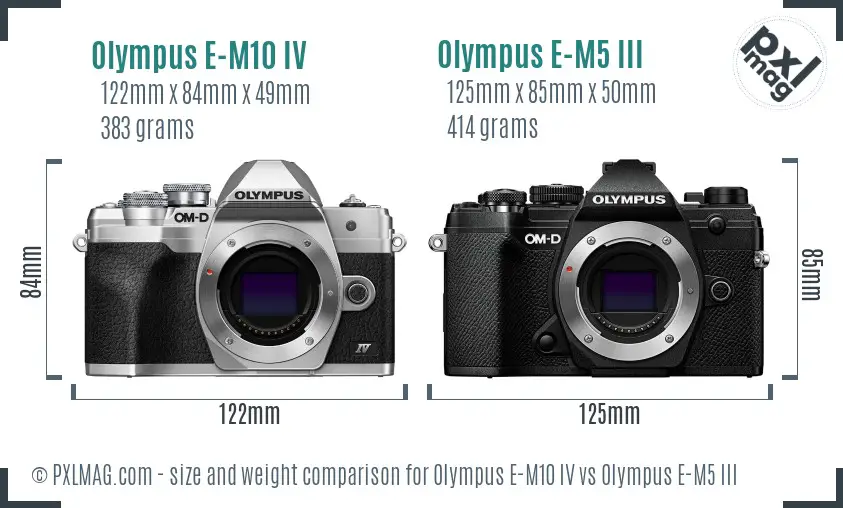 Olympus E-M10 IV vs Olympus E-M5 III size comparison