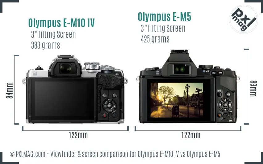 Olympus E-M10 IV vs Olympus E-M5 Screen and Viewfinder comparison