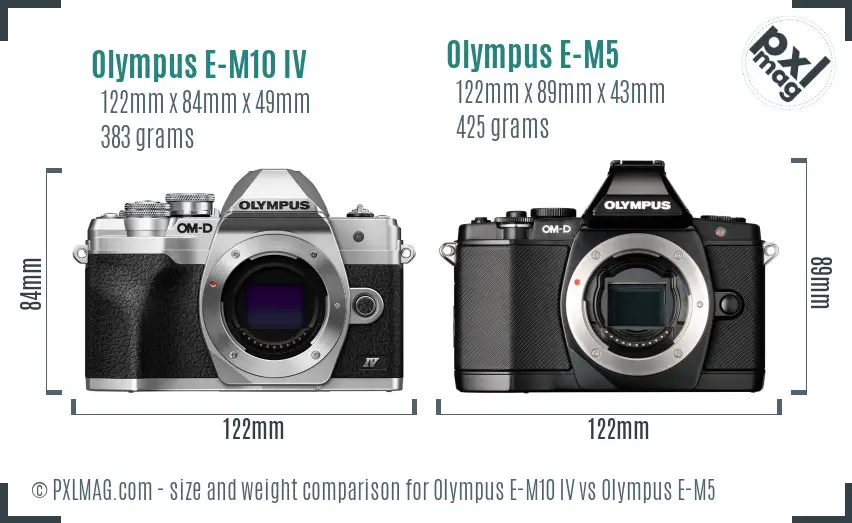 Olympus E-M10 IV vs Olympus E-M5 size comparison