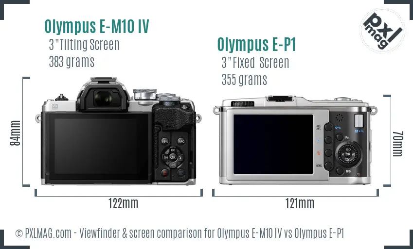 Olympus E-M10 IV vs Olympus E-P1 Screen and Viewfinder comparison