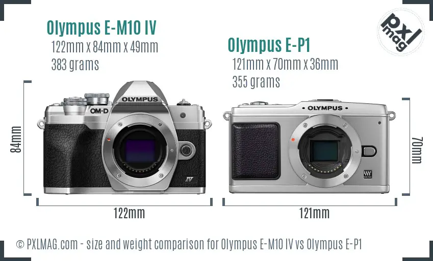 Olympus E-M10 IV vs Olympus E-P1 size comparison