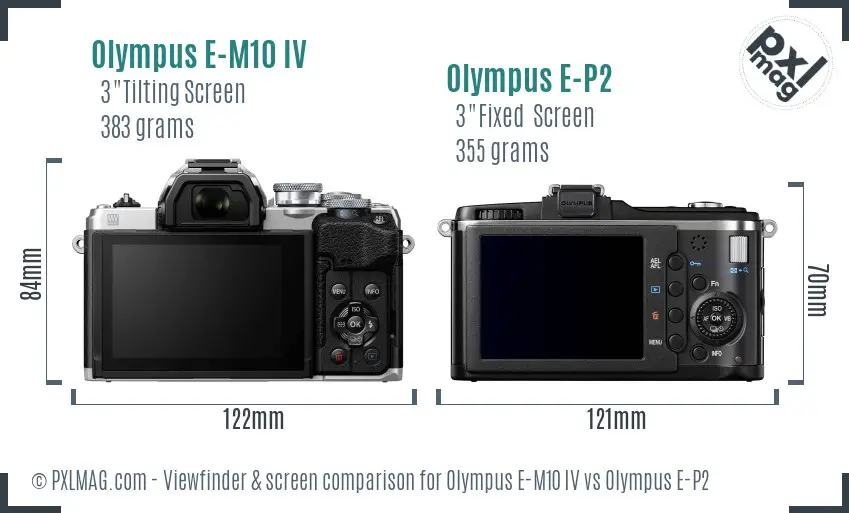 Olympus E-M10 IV vs Olympus E-P2 Screen and Viewfinder comparison