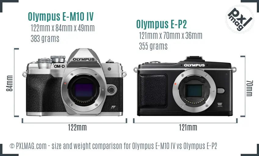 Olympus E-M10 IV vs Olympus E-P2 size comparison