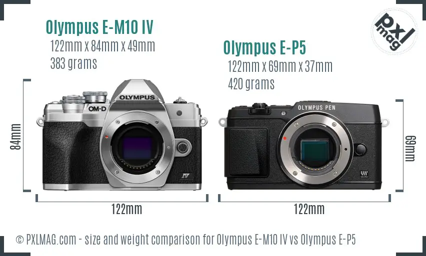 Olympus E-M10 IV vs Olympus E-P5 size comparison