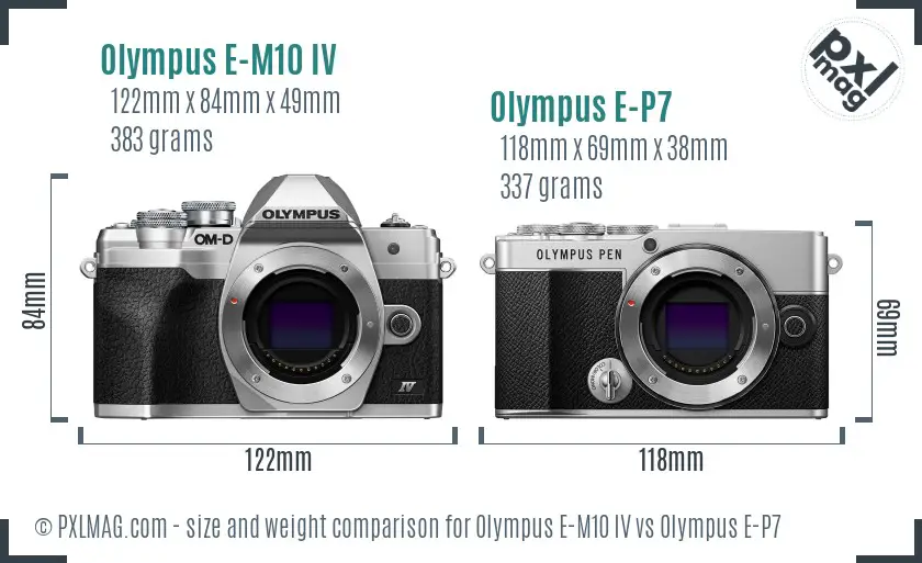 Olympus E-M10 IV vs Olympus E-P7 size comparison