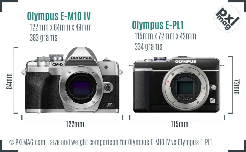 Olympus E-M10 IV vs Olympus E-PL1 size comparison
