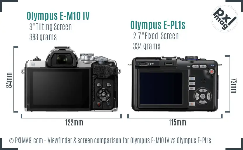 Olympus E-M10 IV vs Olympus E-PL1s Screen and Viewfinder comparison