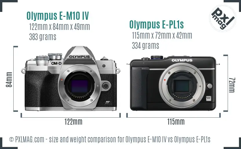 Olympus E-M10 IV vs Olympus E-PL1s size comparison