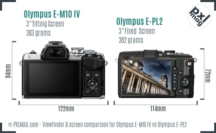 Olympus E-M10 IV vs Olympus E-PL2 Screen and Viewfinder comparison