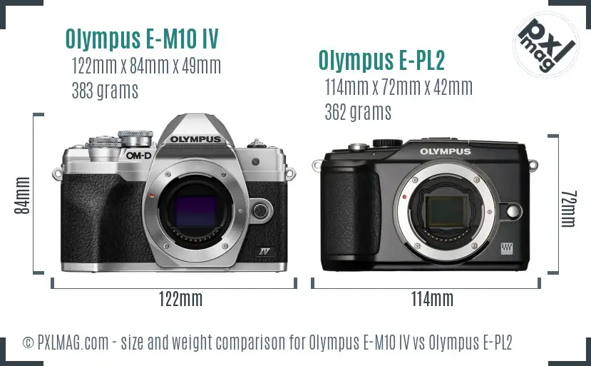 Olympus E-M10 IV vs Olympus E-PL2 size comparison