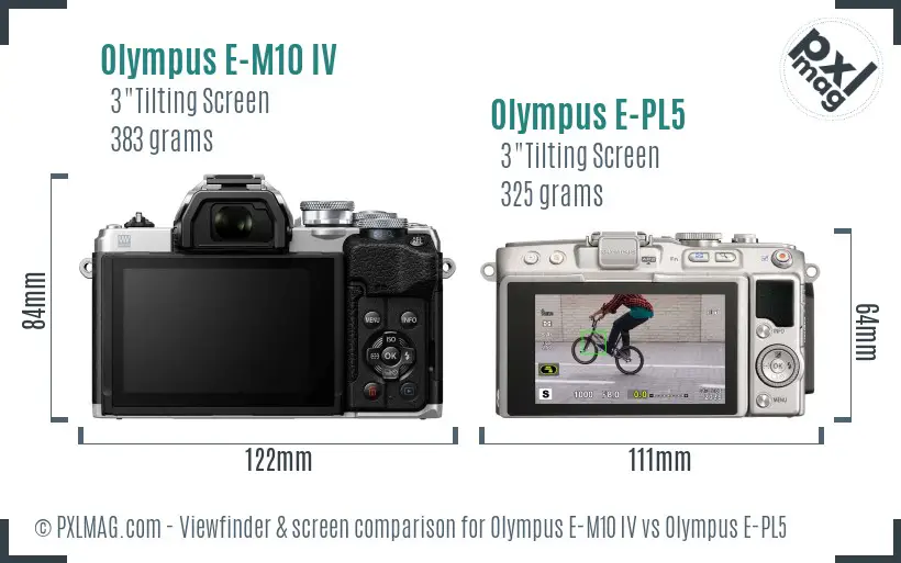 Olympus E-M10 IV vs Olympus E-PL5 Screen and Viewfinder comparison