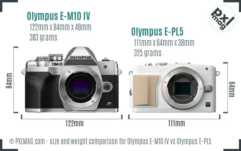 Olympus E-M10 IV vs Olympus E-PL5 size comparison