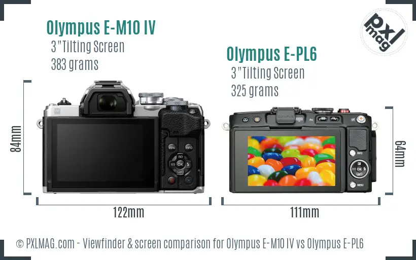 Olympus E-M10 IV vs Olympus E-PL6 Screen and Viewfinder comparison