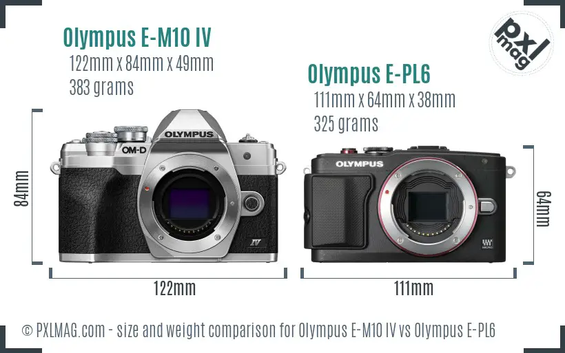 Olympus E-M10 IV vs Olympus E-PL6 size comparison