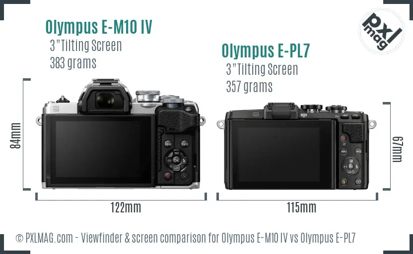 Olympus E-M10 IV vs Olympus E-PL7 Screen and Viewfinder comparison