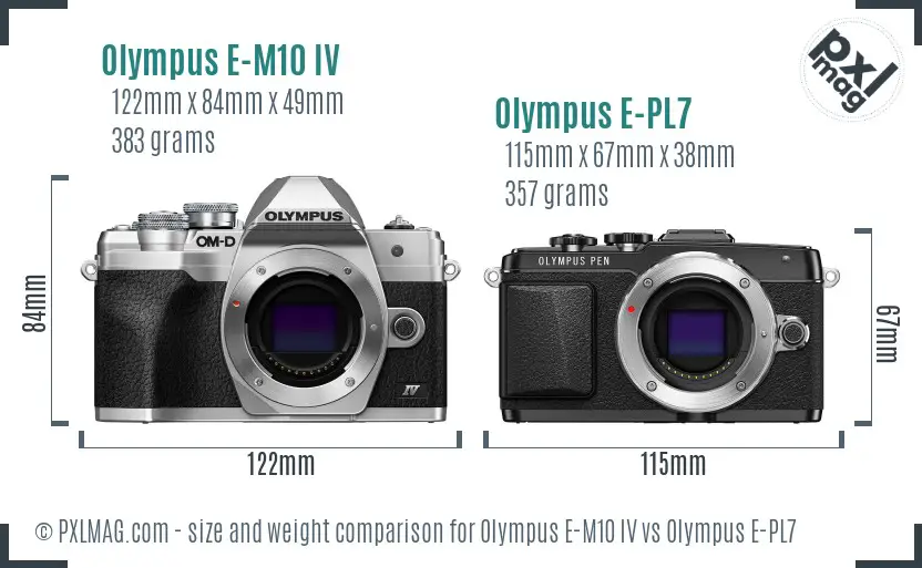 Olympus E-M10 IV vs Olympus E-PL7 size comparison