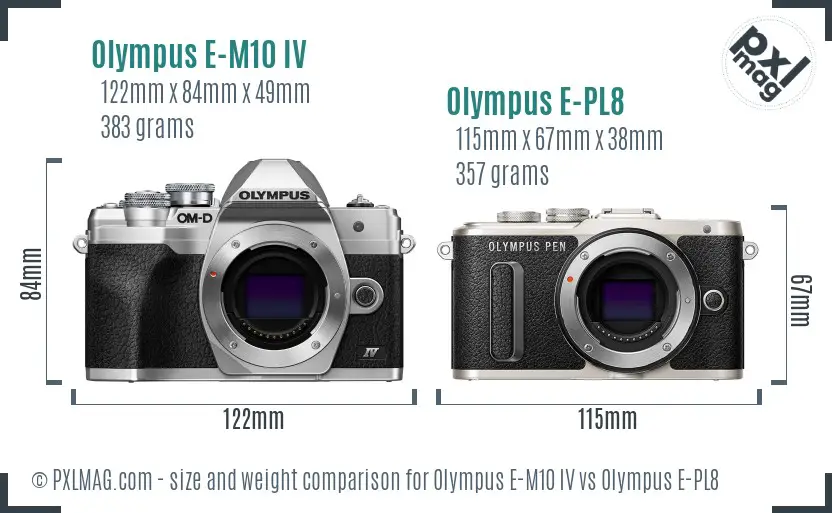 Olympus E-M10 IV vs Olympus E-PL8 size comparison