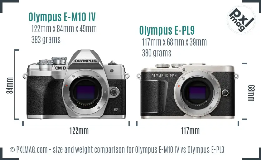 Olympus E-M10 IV vs Olympus E-PL9 size comparison