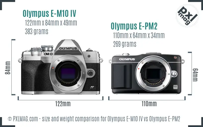 Olympus E-M10 IV vs Olympus E-PM2 size comparison