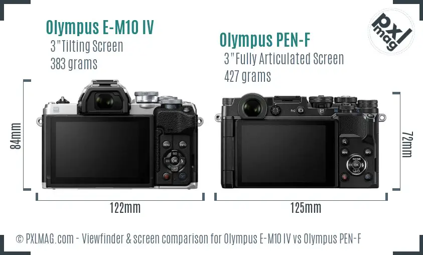 Olympus E-M10 IV vs Olympus PEN-F Screen and Viewfinder comparison