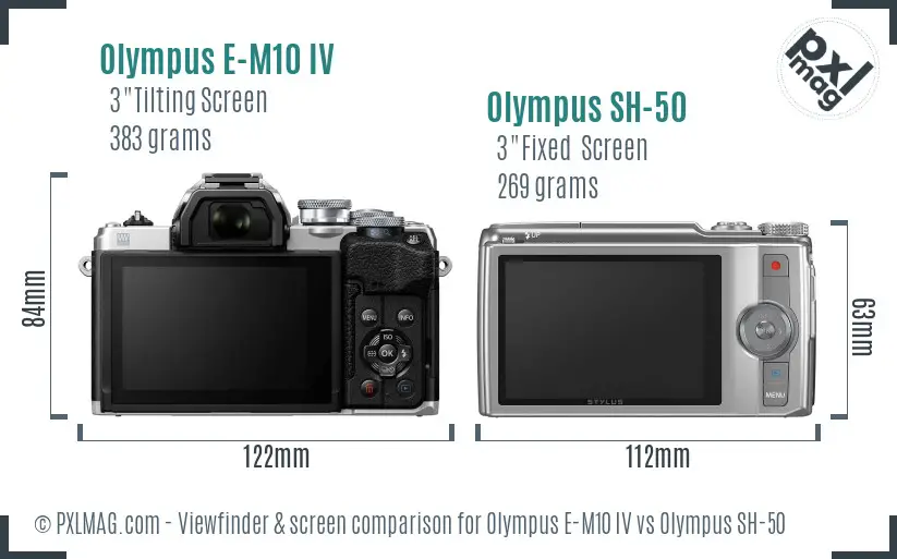 Olympus E-M10 IV vs Olympus SH-50 Screen and Viewfinder comparison