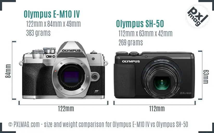 Olympus E-M10 IV vs Olympus SH-50 size comparison