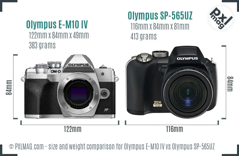 Olympus E-M10 IV vs Olympus SP-565UZ size comparison