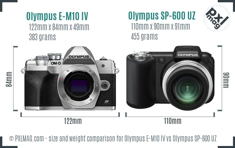 Olympus E-M10 IV vs Olympus SP-600 UZ size comparison