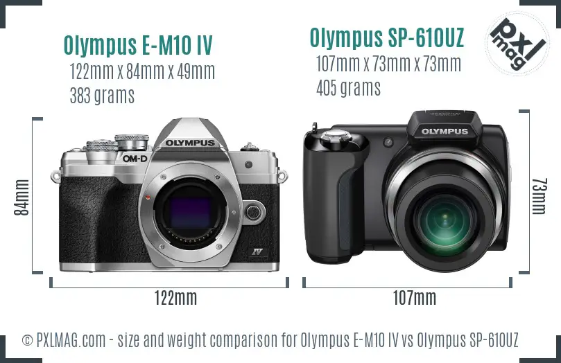 Olympus E-M10 IV vs Olympus SP-610UZ size comparison