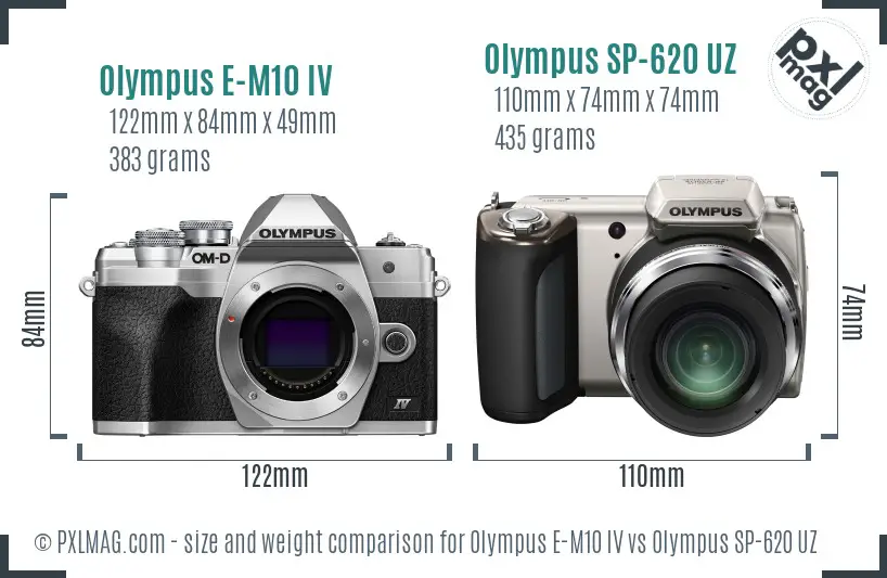 Olympus E-M10 IV vs Olympus SP-620 UZ size comparison