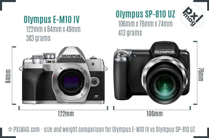 Olympus E-M10 IV vs Olympus SP-810 UZ size comparison